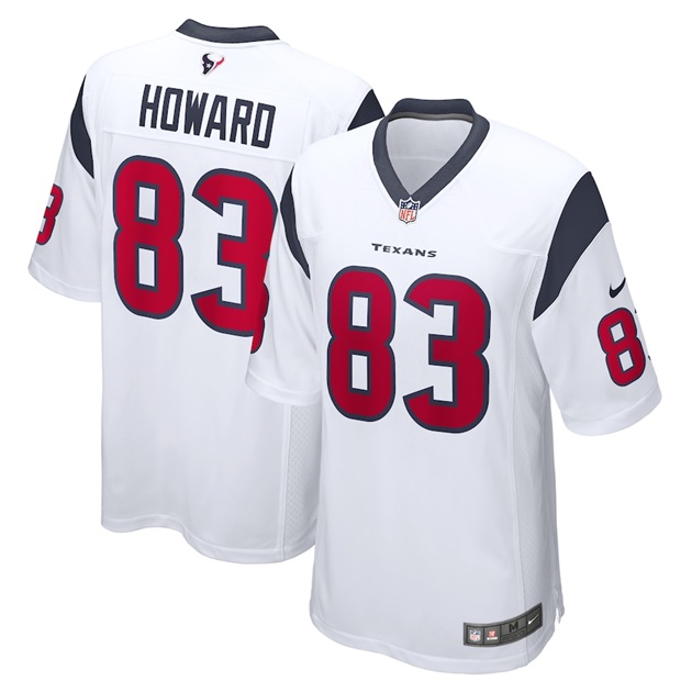 mens nike oj howard white houston texans game player jersey